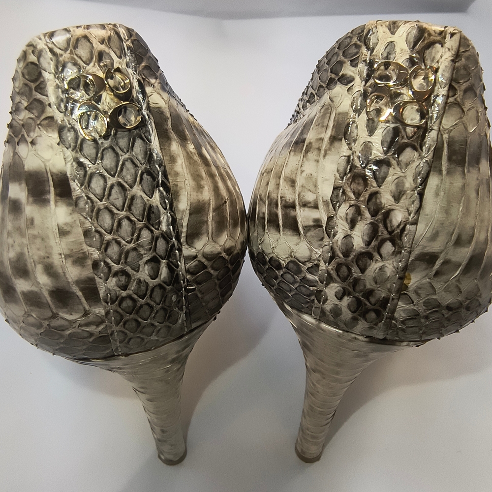 COACH Selma Python Snakeskin Peep Toe Pumps, Size… - image 4